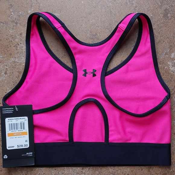 Under Armour Womens Athletic Mid Keyhole Graphic Quick-Drying Sports Bra size S - Picture 3 of 5